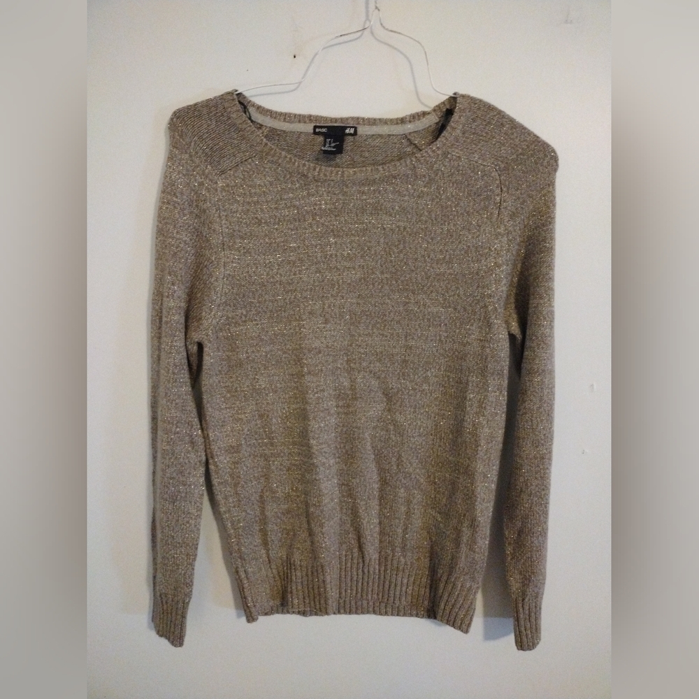 Nwot H&M Acrylic Sweater Size Small Color Brown And Gold